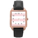 Horizontal Stripes - White and Pale Pink Rose Gold Leather Watch