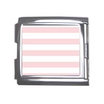 Horizontal Stripes - White and Pale Pink Mega Link Italian Charm (18mm)