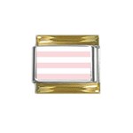 Horizontal Stripes - White and Pale Pink Gold Trim Italian Charm (9mm)