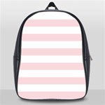 Horizontal Stripes - White and Pale Pink School Bag (Large)