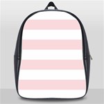 Horizontal Stripes - White and Pale Pink School Bag (XL)