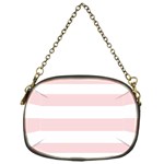 Horizontal Stripes - White and Pale Pink Chain Purse (One Side)