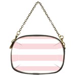 Horizontal Stripes - White and Pale Pink Chain Purse (Two Sides)