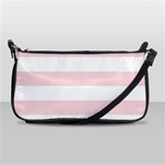 Horizontal Stripes - White and Pale Pink Shoulder Clutch Bag