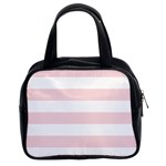 Horizontal Stripes - White and Pale Pink Classic Handbag (Two Sides)