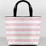 Horizontal Stripes - White and Pale Pink Bucket Bag