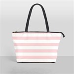 Horizontal Stripes - White and Pale Pink Classic Shoulder Handbag (One Side)