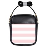 Horizontal Stripes - White and Pale Pink Girls Sling Bag