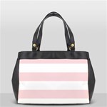 Horizontal Stripes - White and Pale Pink Oversize Office Handbag (One Side)