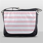 Horizontal Stripes - White and Pale Pink Messenger Bag