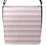 Horizontal Stripes - White and Pale Pink Flap Closure Messenger Bag (S)