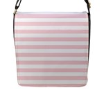 Horizontal Stripes - White and Pale Pink Flap Closure Messenger Bag (L)