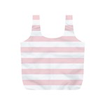 Horizontal Stripes - White and Pale Pink Full Print Recycle Bag (S)