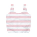 Horizontal Stripes - White and Pale Pink Full Print Recycle Bag (M)