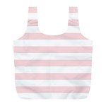 Horizontal Stripes - White and Pale Pink Full Print Recycle Bag (L)