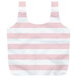 Horizontal Stripes - White and Pale Pink Full Print Recycle Bag (XL)