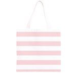 Horizontal Stripes - White and Pale Pink Grocery Light Tote Bag