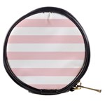 Horizontal Stripes - White and Pale Pink Mini Makeup Bag