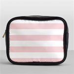 Horizontal Stripes - White and Pale Pink Mini Toiletries Bag (One Side)