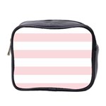 Horizontal Stripes - White and Pale Pink Mini Toiletries Bag (Two Sides)