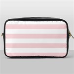 Horizontal Stripes - White and Pale Pink Toiletries Bag (One Side)