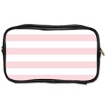 Horizontal Stripes - White and Pale Pink Toiletries Bag (Two Sides)