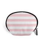 Horizontal Stripes - White and Pale Pink Accessory Pouch (Small)