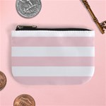 Horizontal Stripes - White and Pale Pink Mini Coin Purse