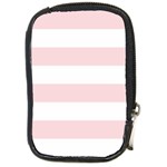 Horizontal Stripes - White and Pale Pink Compact Camera Leather Case