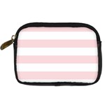 Horizontal Stripes - White and Pale Pink Digital Camera Leather Case