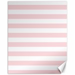 Horizontal Stripes - White and Pale Pink Canvas 11  x 14 