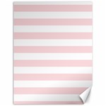 Horizontal Stripes - White and Pale Pink Canvas 18  x 24 