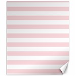 Horizontal Stripes - White and Pale Pink Canvas 20  x 24 