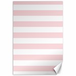 Horizontal Stripes - White and Pale Pink Canvas 20  x 30 