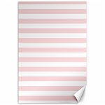 Horizontal Stripes - White and Pale Pink Canvas 24  x 36 