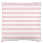 Horizontal Stripes - White and Pale Pink Large Flano Cushion Case (One Side)