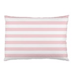 Horizontal Stripes - White and Pale Pink Pillow Case (One Side)