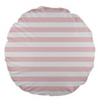 Horizontal Stripes - White and Pale Pink Large 18  Premium Round Cushion