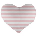 Horizontal Stripes - White and Pale Pink Large 19  Premium Heart Shape Cushion