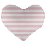 Horizontal Stripes - White and Pale Pink Large 19  Premium Flano Heart Shape Cushion