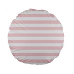 Horizontal Stripes - White and Pale Pink Standard 15  Premium Round Cushion