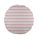 Horizontal Stripes - White and Pale Pink Standard 15  Premium Flano Round Cushion