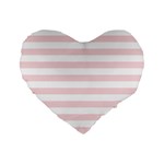 Horizontal Stripes - White and Pale Pink Standard 16  Premium Heart Shape Cushion