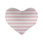 Horizontal Stripes - White and Pale Pink Standard 16  Premium Flano Heart Shape Cushion