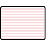 Horizontal Stripes - White and Pale Pink Fleece Blanket (Large) (One Side)