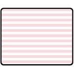 Horizontal Stripes - White and Pale Pink Fleece Blanket (Medium) (One Side)