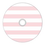 Horizontal Stripes - White and Pale Pink CD Wall Clock