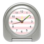 Horizontal Stripes - White and Pale Pink Desk Alarm Clock