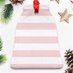 Horizontal Stripes - White and Pale Pink Bell Ornament (Two Sides)