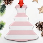 Horizontal Stripes - White and Pale Pink Ornament (Christmas Tree)